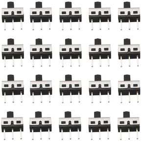 20PCS High Knob Vertical Miniature Slide Switch Tripod Insert 5mm SS12D10G5 Long Pin High Knob Vertical Miniature Toggle Switch for Controlling Electronic Items Audio Video Volume Black