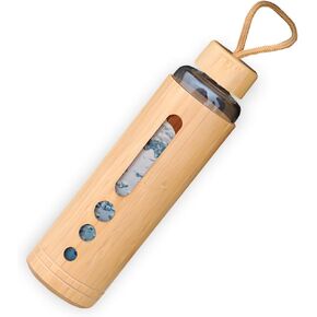 Stylish Glass Water Bottle, Sustainable 550ml (19oz) BPA-Free Reusable Bottle with Wide Mouth and Wooden Design, Great Gift for Boyfriend, Girlfriend, Ideal for Home, Gym, Office, & Travel