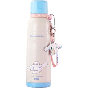 Cinnamoroll Stainless Steel Insulated Water Bottle with Key Chain and Strap - Blue 600ml