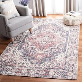 Safavieh Classic Vintage Collection Area Rug - 5' x 8', Red & Blue, Handmade Oriental Medallion Distressed, Ideal for High Traffic Areas in Living Room, Bedroom (CLV203Q)