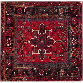 SAFAVIEH Vintage Hamadan Collection Area Rug - 6'7" Square, Red & Multi, Oriental Traditional Persian Design, Non-Shedding & Easy Care, Ideal for High Traffic Areas in Living Room, Bedroom (VTH211A)