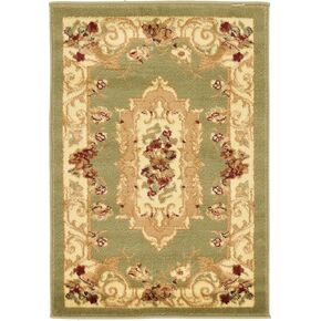 Unique Loom Versailles Collection Traditional Classic Floral Motif Area Rug (2' 2 x 3' 0 Rectangular, Green/ Ivory)