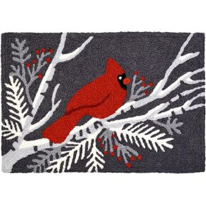 Jellybean Modern Indoor/Outdoor Mat Home Comfort Rugs 20"X 30" Rectangle Cardinal On Gray