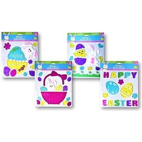 Assortment of Easter Gel Clings! Includes (4) Sheets, Including Easter Basket, Bunny, Chick, Flowers, and a Variety of Egg Shapes (2018 Version)