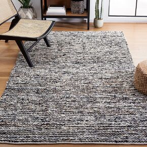 SAFAVIEH Natura Collection Area Rug - 5' x 8', Black & Ivory, Handmade Flat Weave Wool & Cotton, Ideal for High Traffic Areas in Living Room, Bedroom (NAT350Z)