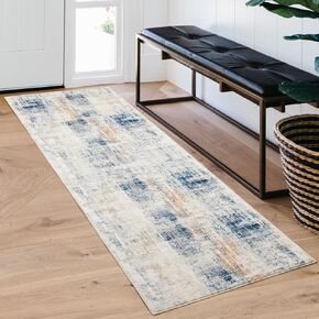 2x8 Runner Rug, 2' x 8' Modern Machine Washable Carpet Abstract Non-Slip Area Rugs with Rubber Backing for Bedroom Kitchen Entryway Living Room Bathroom, Yellow&Black