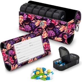 BVYA Pill Organizer Case, Weekly Travel Pill Case Medication Reminder,for 2 Times A Day, 7 Days a Week-includes Printed Leather Carrying Case