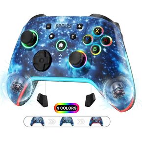 opclzs Switch Controller，Wireless Pro Switch Controller for Nintendo Switch/Lite/OLED/iOS/PC/Android,with LED Light/Programmable,6-Ax Gyro，Hall Trigger and4-Speed Dual Vibration (Heart Blue)