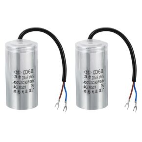 PATIKIL CD60 Run Capacitor, 2 Pack 200uF 450VAC 2 Wires 5% Tolerance 50/60Hz Motor Starting Capacitor for Air Compressor Motor Starts Running