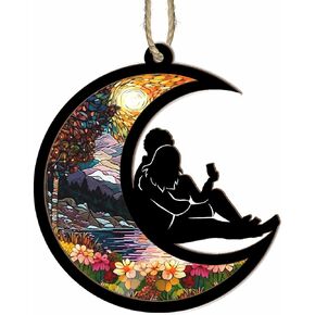 BSQUIELE Couple Suncatcher Ornament, Gift for Couple Girlfriend Boyfriend, Christmas Ornament for Men Women, Stained Glass Light Catcher Ornament, Gift for Husband Wife Newlywed, Birthday Anniversary