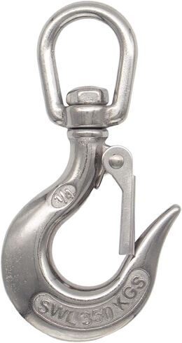 2 Pcs 304 Stainless Steel Clevis Slip Hook with Swivel Lifting and Safety Latch - American Type - 3/16 Inch -330lbsf-150kg - Rigging Accessories Chain Hook in Kuwait