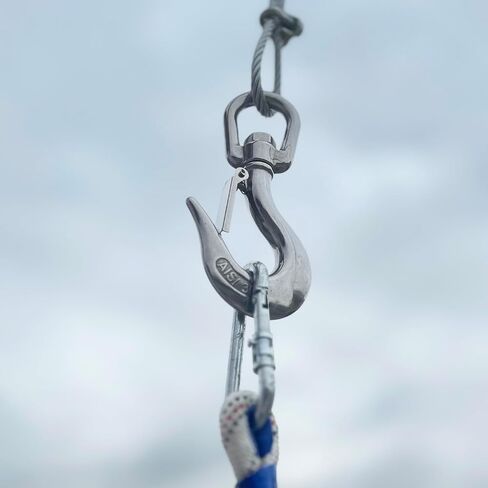 2 Pcs 304 Stainless Steel Clevis Slip Hook with Swivel Lifting and Safety Latch - American Type - 3/16 Inch -330lbsf-150kg - Rigging Accessories Chain Hook in Kuwait
