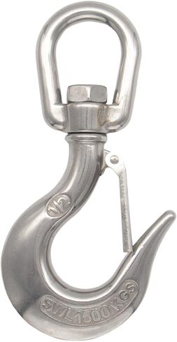 2 Pcs 304 Stainless Steel Clevis Slip Hook with Swivel Lifting and Safety Latch - American Type - 3/16 Inch -330lbsf-150kg - Rigging Accessories Chain Hook in Kuwait