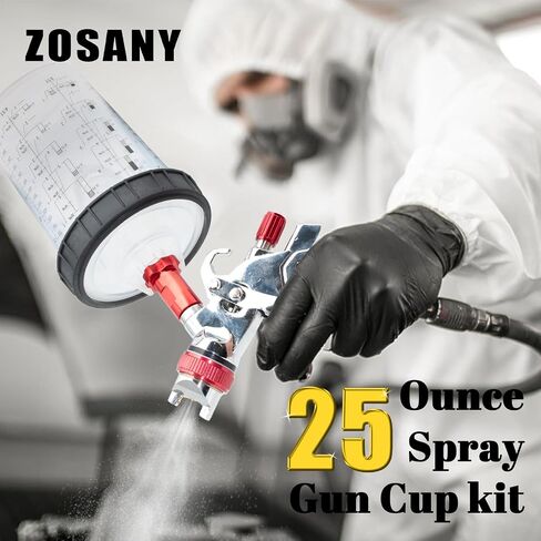 Paint Cups, Paint Mixing Cups for Automotive Paint Gun, Body Repair Paint Spray Guns, 20 Ounce Spray Gun Cup kit with 50 Inner Cups, 50 Lids, 20 Stopper, 1 Outer Cup, 1 Black Circle in Saudi Arabia