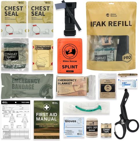 RHINO RESCUE Trauma Refill Kit Emergency Medical Supplies Combat IFAK Pack for Wound Care, Survival, Car & Camping (11 Piece) in Saudi Arabia