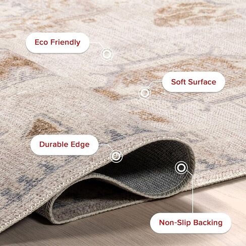 nuLOOM Krystin Medallion 2x3 Machine Washable Accent Rug for Living Room Bedroom Dining Room Entryway Kitchen, Beige/Ivory in Saudi Arabia