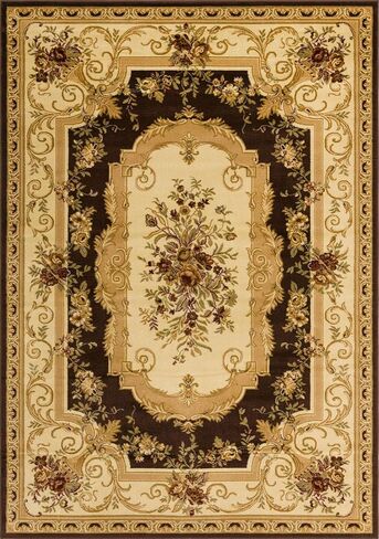 Unique Loom Versailles Collection Traditional Classic Floral Motif Area Rug (7' 0 x 10' 0 Rectangular, Brown/ Ivory) in Saudi Arabia