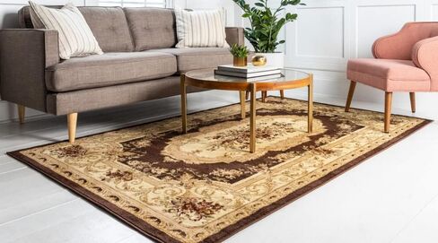 Unique Loom Versailles Collection Traditional Classic Floral Motif Area Rug (7' 0 x 10' 0 Rectangular, Brown/ Ivory) in Saudi Arabia