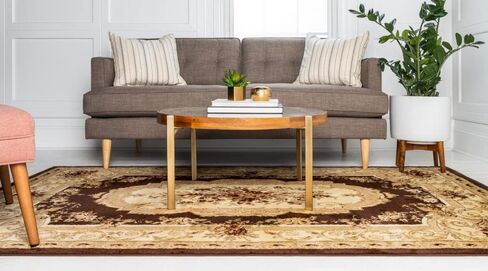 Unique Loom Versailles Collection Traditional Classic Floral Motif Area Rug (7' 0 x 10' 0 Rectangular, Brown/ Ivory) in Saudi Arabia
