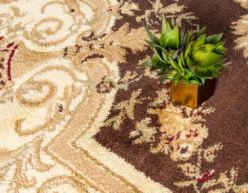 Unique Loom Versailles Collection Traditional Classic Floral Motif Area Rug (7' 0 x 10' 0 Rectangular, Brown/ Ivory) in Saudi Arabia