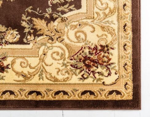 Unique Loom Versailles Collection Traditional Classic Floral Motif Area Rug (7' 0 x 10' 0 Rectangular, Brown/ Ivory) in Saudi Arabia