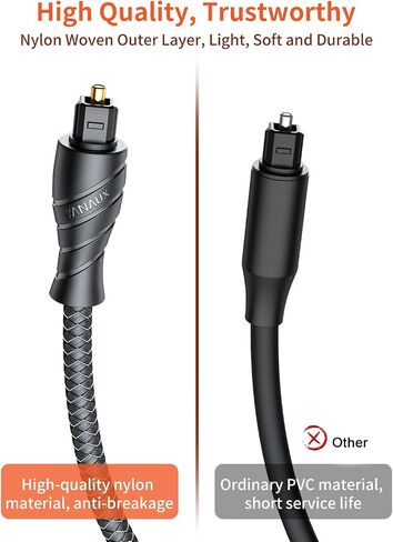 Optical Audio Cable Splitter,1 in 2 Out Fiber Optic Digital Toslink S/PDIF Splitter,Gold Plated for Home Theater,Speakers,PlayStation,TVs,DVD Players(1.6ft/0.5m) in Saudi Arabia