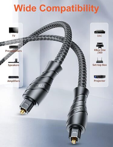 Optical Audio Cable Splitter,1 in 2 Out Fiber Optic Digital Toslink S/PDIF Splitter,Gold Plated for Home Theater,Speakers,PlayStation,TVs,DVD Players(1.6ft/0.5m) in Saudi Arabia
