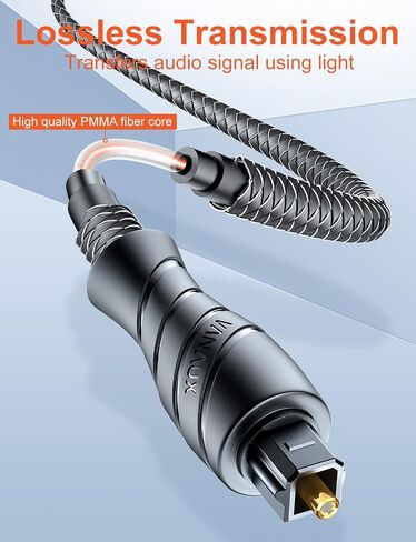 Optical Audio Cable Splitter,1 in 2 Out Fiber Optic Digital Toslink S/PDIF Splitter,Gold Plated for Home Theater,Speakers,PlayStation,TVs,DVD Players(1.6ft/0.5m) in Saudi Arabia