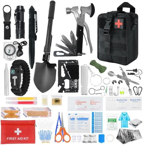 Survival Kits and First Aid Kits - 404 Pcs Emergency Survival Kit, Survival Gear and Supplies, Tactical Survival Kit for Outdoor, Camping, Hiking, Hunting, Earthquake, Presents for Men (Green) in Saudi Arabia