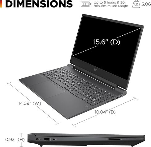 HP Victus 15.6 inch Laptop, FHD 144Hz Display, Intel Core i5-12450H, 8 GB RAM, 512 GB SSD, NVIDIA GeForce RTX 2050 GPU (4 GB Dedicated), Windows 11 Home, 15-fa1029nr (2024) in Saudi Arabia