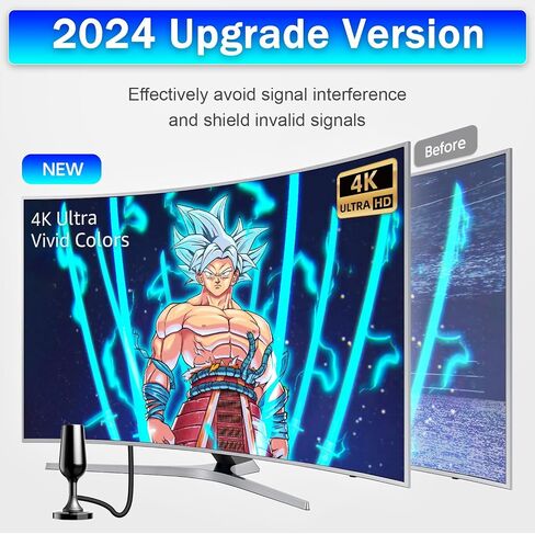 Indoor Digital TV Antenna Long Range with Signal Booster 4K fire Stick max Free for All 4K 1080P HDTV Local Channels Support All TV with long Coax Cable (Stick Antenna) (Cup Antenna)（orange trim） in Saudi Arabia