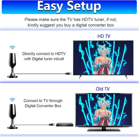 Indoor Digital TV Antenna Long Range with Signal Booster 4K fire Stick max Free for All 4K 1080P HDTV Local Channels Support All TV with long Coax Cable (Stick Antenna) (Cup Antenna)（orange trim） in Saudi Arabia