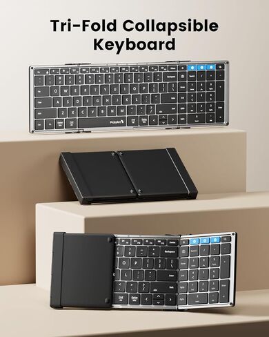 ProtoArc Backlit Foldable Keyboard, XK01 Plus Folding Portable Bluetooth Keyboard for Travel, Full Size External Wireless Keyboard with Backlight for iPad Surface Tablet Smartphone Laptop PC in Kuwait