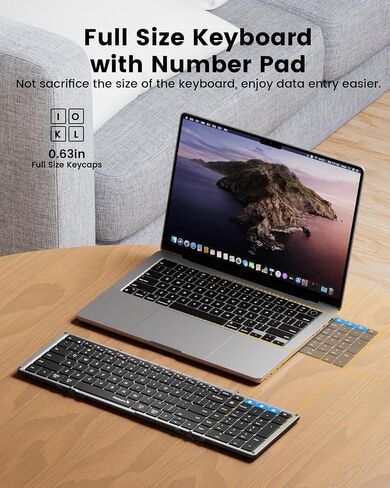ProtoArc Backlit Foldable Keyboard, XK01 Plus Folding Portable Bluetooth Keyboard for Travel, Full Size External Wireless Keyboard with Backlight for iPad Surface Tablet Smartphone Laptop PC in Kuwait