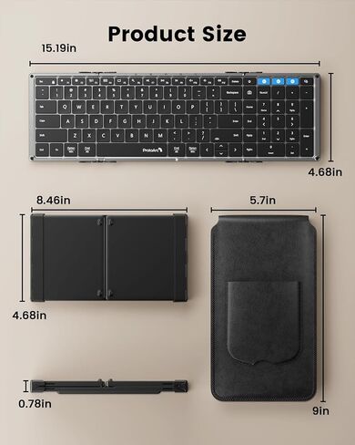 ProtoArc Backlit Foldable Keyboard, XK01 Plus Folding Portable Bluetooth Keyboard for Travel, Full Size External Wireless Keyboard with Backlight for iPad Surface Tablet Smartphone Laptop PC in Kuwait