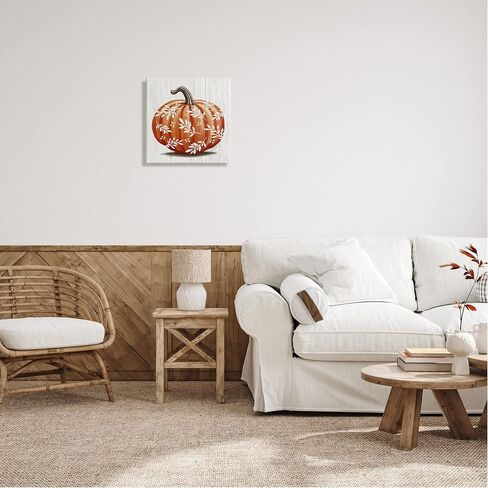 لوحة فنية جدارية من القماش من Stupell Industries Orange Fall Botanical Pumpkin، تصميم إليزابيث تيندال، 24 × 24، قماش مغلف في المعرض in Saudi Arabia