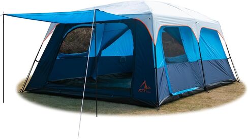 KTT Extra Large Tent 12 Person,Family Cabin Tents,2 Rooms,3 Doors and 3 Windows with Mesh,Straight Wall,Waterproof,Double Layer,Big Tent for Outdoor,Picnic,Camping,Family Gathering(Light Brown) in Saudi Arabia
