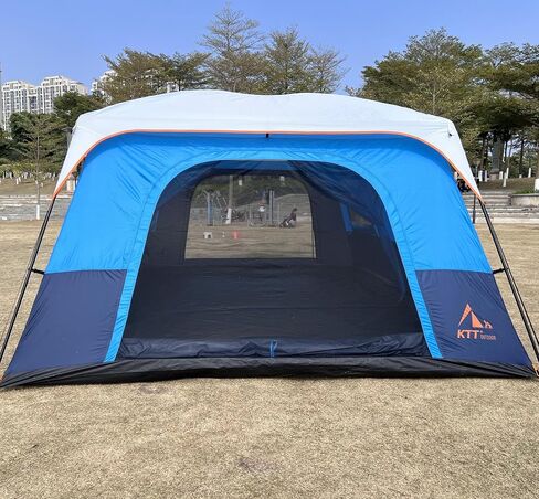 KTT Extra Large Tent 12 Person,Family Cabin Tents,2 Rooms,3 Doors and 3 Windows with Mesh,Straight Wall,Waterproof,Double Layer,Big Tent for Outdoor,Picnic,Camping,Family Gathering(Light Brown) in Saudi Arabia