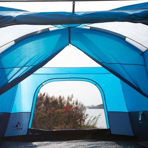 KTT Extra Large Tent 12 Person,Family Cabin Tents,2 Rooms,3 Doors and 3 Windows with Mesh,Straight Wall,Waterproof,Double Layer,Big Tent for Outdoor,Picnic,Camping,Family Gathering(Light Brown) in Saudi Arabia