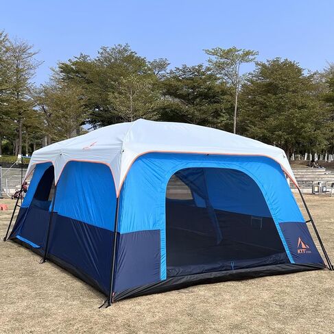 KTT Extra Large Tent 12 Person,Family Cabin Tents,2 Rooms,3 Doors and 3 Windows with Mesh,Straight Wall,Waterproof,Double Layer,Big Tent for Outdoor,Picnic,Camping,Family Gathering(Light Brown) in Saudi Arabia