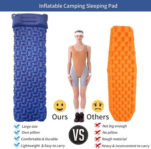 Ultralight Camping Sleeping Pad,Patented Backpacking Camping Mattress for Hiking,(Large) Extra-Thick Durable Insulated Air Mattress,Inflatable & Compact,Good Partner for Outdoor Travel in Saudi Arabia