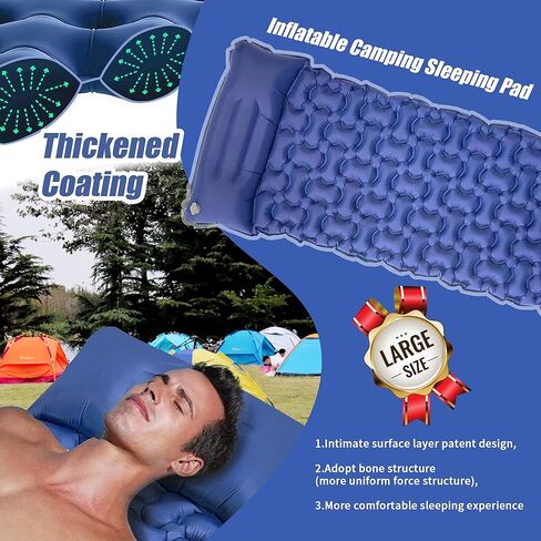 Ultralight Camping Sleeping Pad,Patented Backpacking Camping Mattress for Hiking,(Large) Extra-Thick Durable Insulated Air Mattress,Inflatable & Compact,Good Partner for Outdoor Travel in Saudi Arabia