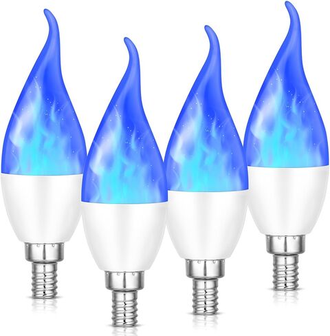VIHOSE 4 قطع E12 LED لمبات إضاءة اللهب 3 أوضاع وامضة لمبة إضاءة E12 شمعدان قاعدة شمع لهب مصباح الهالوين وحفلات عيد الميلاد في الأماكن المغلقة والخارجية، 1.2 واط، 1800 ك (أرجواني، برتقالي) in Kuwait
