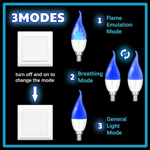 VIHOSE 4 قطع E12 LED لمبات إضاءة اللهب 3 أوضاع وامضة لمبة إضاءة E12 شمعدان قاعدة شمع لهب مصباح الهالوين وحفلات عيد الميلاد في الأماكن المغلقة والخارجية، 1.2 واط، 1800 ك (أرجواني، برتقالي) in Kuwait