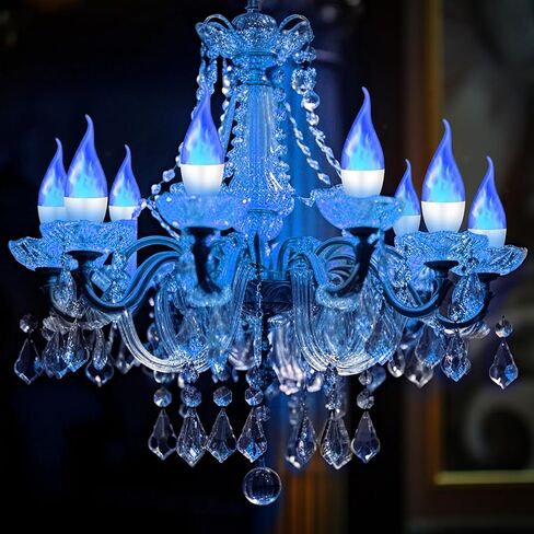 VIHOSE 4 قطع E12 LED لمبات إضاءة اللهب 3 أوضاع وامضة لمبة إضاءة E12 شمعدان قاعدة شمع لهب مصباح الهالوين وحفلات عيد الميلاد في الأماكن المغلقة والخارجية، 1.2 واط، 1800 ك (أرجواني، برتقالي) in Kuwait