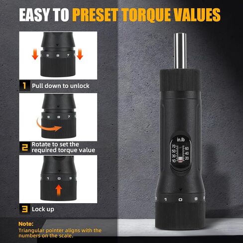 Preset Torque Screwdriver with 12 Pieces Interchangeable Bits, 1/4" Drive Torque Screwdriver Wrench Set for Maintenance, Tools, Bike Repairing and Mounting (10-70 in-lb) in Saudi Arabia