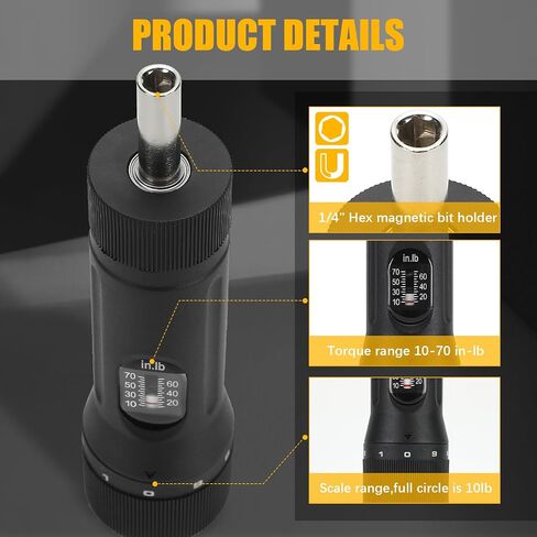 Preset Torque Screwdriver with 12 Pieces Interchangeable Bits, 1/4" Drive Torque Screwdriver Wrench Set for Maintenance, Tools, Bike Repairing and Mounting (10-70 in-lb) in Saudi Arabia