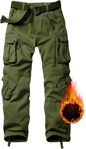 TRGPSG Men's Fleece Lined Hiking Pants Outdoor Windproof Outdoor Cargo Pants Casual Work Ski Pants with 8 Pockets in Kuwait