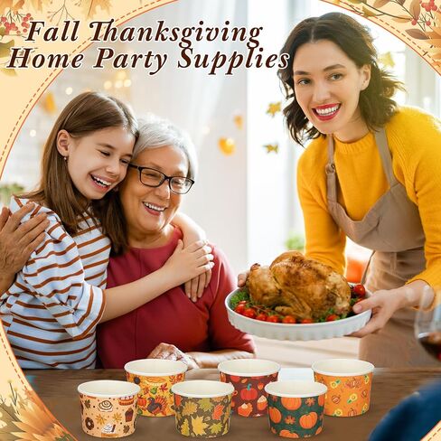 Zhehao 300 Pcs 8 oz Fall Paper Bowls Disposable Pumpkin Bowls Thanksgiving Snack Bowls Candy Dessert Bowls Pumpkin Paper Soup Bowls Autumn Ice Cream Cups for Hot or Cold Food Party Supplies in Saudi Arabia
