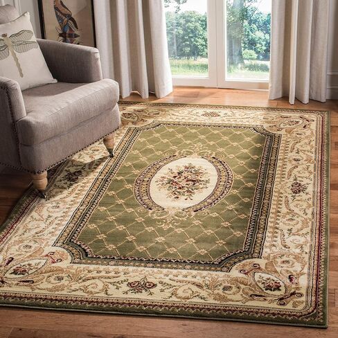 SAFAVIEH Lyndhurst Collection Area Rug - 8' x 11', Sage & Ivory, Traditional European Design, Non-Shedding & Easy Care, Ideal for High Traffic Areas in Living Room, Bedroom (LNH223A) in Saudi Arabia